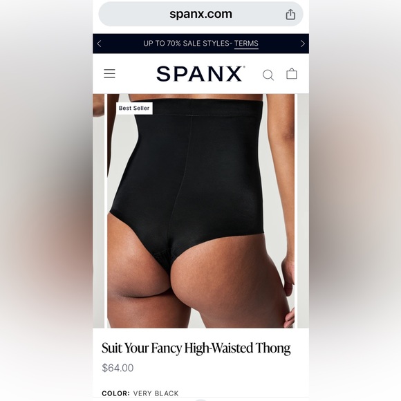 New Very Black SPANX High Waisted Thong Size Large - Picture 5 of 7